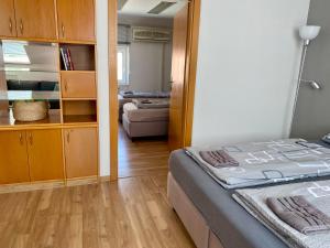 Posteľ alebo postele v izbe v ubytovaní 3-Bedroom apartment in Rajhrad, with kitchen, 2 bathrooms, parking