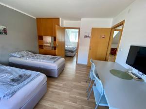 TV a/nebo společenská místnost v ubytování 3-Bedroom apartment in Rajhrad, with kitchen, 2 bathrooms, parking