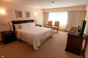 a hotel room with a bed and a television at Arapey Thermal All Inclusive Resort & Spa in Termas del Arapey