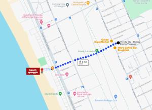 a map of a subway line with a blue and yellow dot at VERSILIA MIA - beach at 8min by walk! new rooms! air condition! in Viareggio