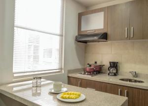 Kuchyň nebo kuchyňský kout v ubytování Hotel Apartamentos Regency La Feria