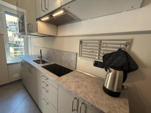 una cucina con un lavello e un piano di lavoro di Riviera Comfort Homes a Sanremo