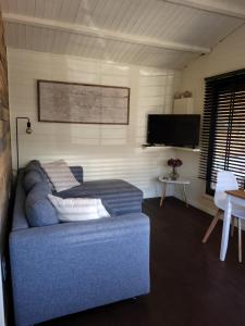 TV a/nebo společenská místnost v ubytování Rustig gelegen chalet Solvo met terras aan het water