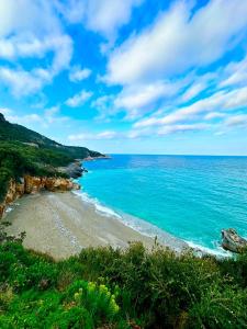 a view of a beach with the ocean at Black Rock Agria in Agria