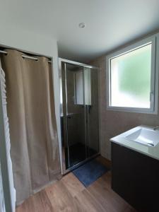 Kúpeľňa v ubytovaní Gîte à côté de " la Java bleue" en bord de rivière