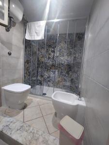 a bathroom with a toilet and a shower at Maison Partenopea in Naples