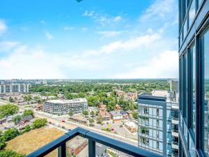 an apartment view from the balcony of a building at City View 1BR Condo - King Bed & Private Balcony in Kitchener