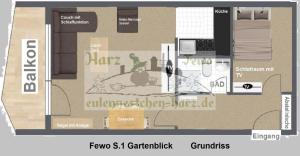 a floor plan of a small apartment at Harz Fewo Eulennestchen S1 in Altenau