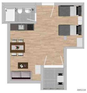 a floor plan of a building with at AM1114 - Moderne Monteurwohnung Übergangswohnung in Amberg
