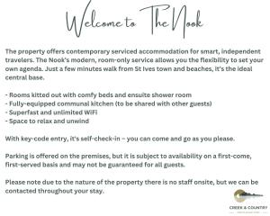 a screenshot of a page of a webpage of a website at The Nook - Self Serviced Accommodation in St Ives