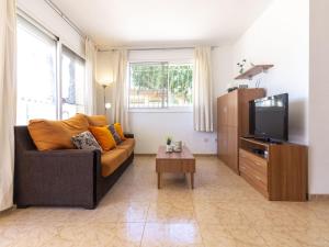 ein Wohnzimmer mit Sofa und Fernseher in der Unterkunft Holiday Home Flamenc 3 by Interhome in Riumar