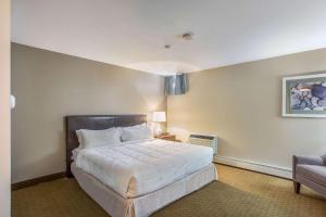 a bedroom with a large white bed and a chair at Quality Inn & Suites Gorham Riverside in Gorham