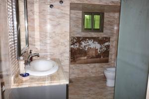 un bagno con lavandino e WC di Rawan Residence Tyros 