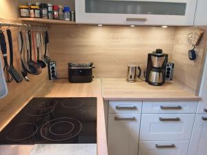 Kuchyň nebo kuchyňský kout v ubytování Haus Marina Apartment Edelweiss mit Gratis Eintritt Alpentherme