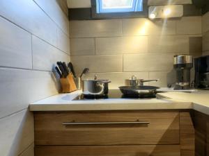 Η κουζίνα ή μικρή κουζίνα στο Natur pur mit Sauna und Kamin