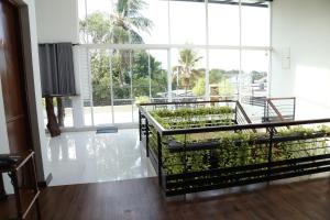 a room with some plants in cages in front of a window at Jays Guest Diyatha Waterfront in Sri Jayewardenepura Kotte
