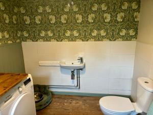 a bathroom with a toilet and a sink at Liberty House in Ashbourne +23 photos