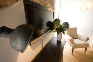 a living room with a television and a vase with a plant at Residenza CuordiVerona in Verona