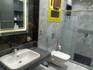 ein Badezimmer mit Waschbecken, Dusche und Toilette in der Unterkunft maadi families flats in Kairo