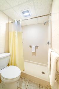 a bathroom with a toilet and a shower at Town & Country Inn & Resort in Gorham
