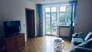 TV a/nebo společenská místnost v ubytování Appartements im Weingut Frieden-Berg