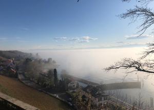 a view of a large body of water with a town at Burgblick-Romantik für 2 mit Seesicht in Meersburg