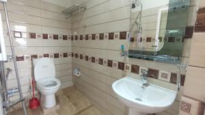 a bathroom with a toilet and a sink at City Nest Inn in Kandy