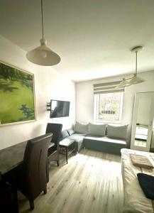 Televízia a/alebo spoločenská miestnosť v ubytovaní Apartament Wygodny S2