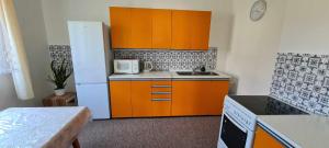 Kuchyň nebo kuchyňský kout v ubytování Apartmány Zelená Hora s velkou zahradou