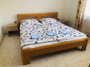 Postel nebo postele na pokoji v ubytování Apartmány Zelená Hora s velkou zahradou