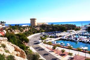 an aerial view of a marina with boats in the water at Sunny Escape in El Campello in El Campello