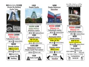 a collage of pictures of different cities at APA Hotel Yodoyabashi Kitahama Ekimae in Osaka