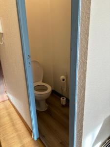 a bathroom with a white toilet in a room at Coeur de Perros-Guirec - Studio in Perros-Guirec +16 photos