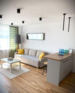 a living room with a couch and a table at Apartament K&G Sosnowiec in Sosnowiec