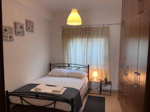 a small bedroom with a bed and a window at Andrew's place in Metogjashta