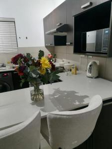 佛维斯Apartment in Fourways的厨房的柜台上放着花瓶