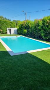 una piscina in un cortile con prato verde di Panoias Country House a Vila Real