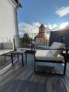 Balkón nebo terasa v ubytování Family Apartments Černice