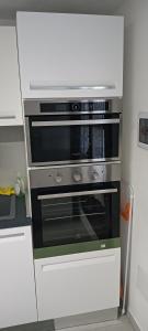 eine Küche mit zwei Backöfen in der Unterkunft Appartamento Su Piricocco - La casa dei ricordi in Triei