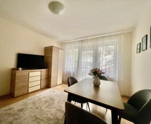 Televízia a/alebo spoločenská miestnosť v ubytovaní Rézi Apartman