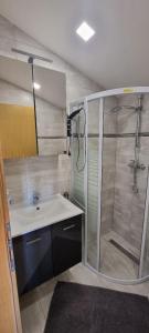 a bathroom with a shower and a sink at Villa Marija in Vir