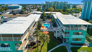 an aerial view of a resort with a swimming pool at Tropic Terrace Suite #48 - Beachfront Resort in St Pete Beach