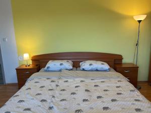 une chambre avec un lit avec deux oreillers dessus dans l'établissement House in the Village, à Križevci pri Ljutomeru 5 autres photos