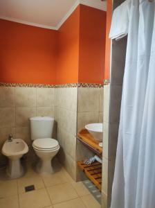 a bathroom with a toilet and a sink at Las Retamas B&B in Ushuaia +30 photos