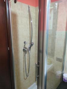 a shower in a bathroom with a glass door at Casa Luciana in Santa Maria del Molise