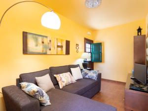 a living room with a couch and a tv at Live Arico El Mirador in Arico el Nuevo