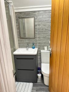 a bathroom with a sink and a toilet at The Cosy Place near centre in Ipswich +16 photos