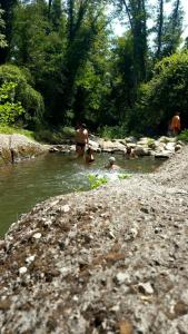 a group of people swimming in a river at Antica Dimora Il Murrotto in Lanciole