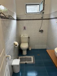 a bathroom with a toilet and a sink at Emilios house in Dhërmi