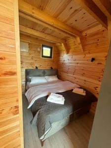 a bedroom with a bed in a log cabin at Eternum Glamping in Žabljak